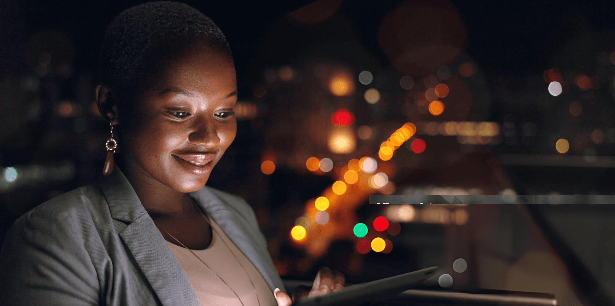 Person smiling at night
